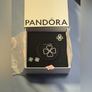 Authentic Pandora Petals of Love Chain Necklace, Earrings & Ring